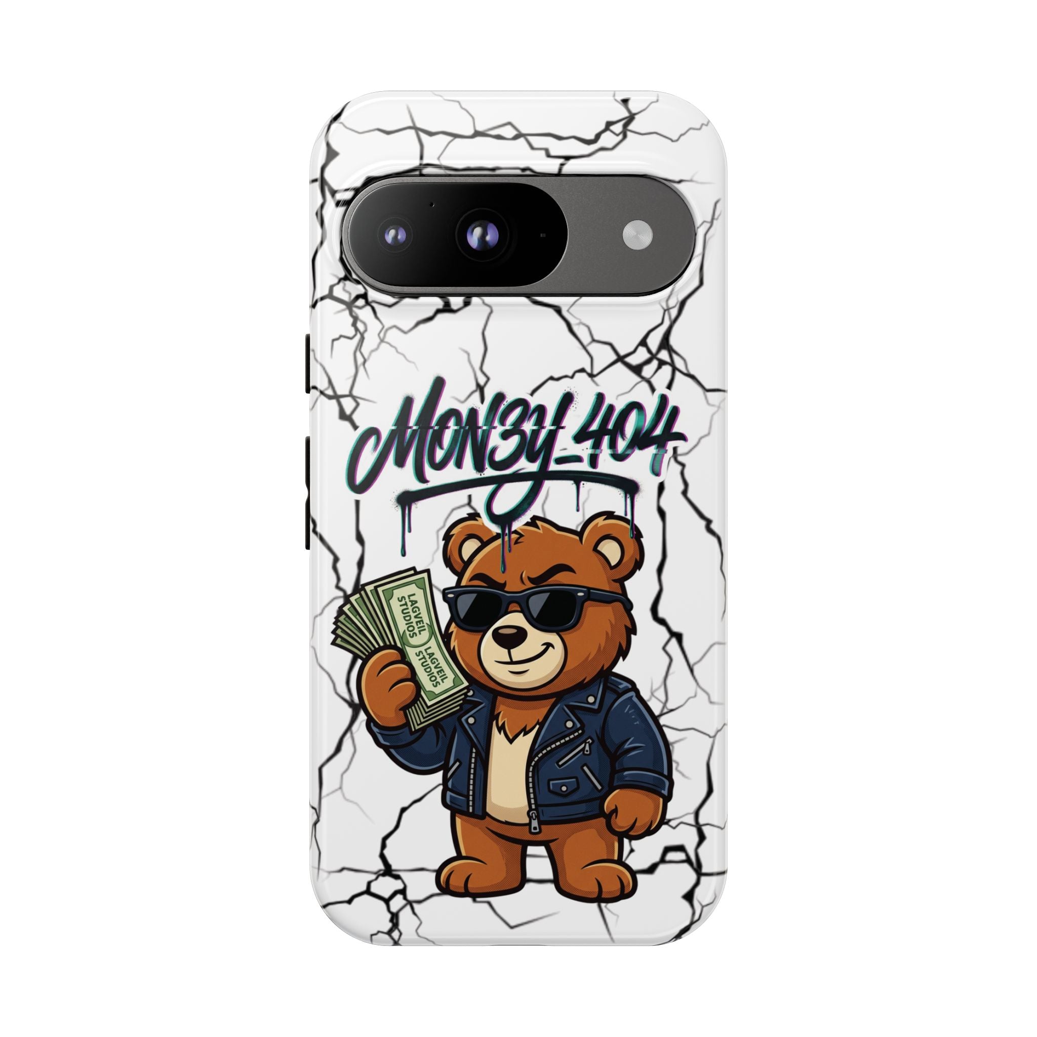 Money Bear Phone Case — Cracked Marble Graphic Protective Cover