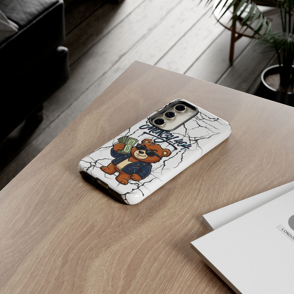 Money Bear Phone Case — Cracked Marble Graphic Protective Cover