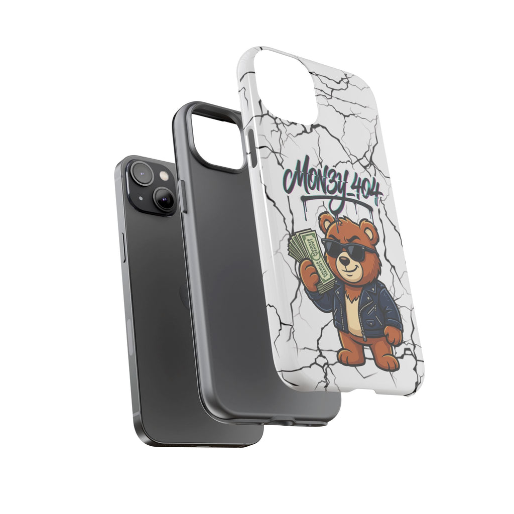 Money Bear Phone Case — Cracked Marble Graphic Protective Cover