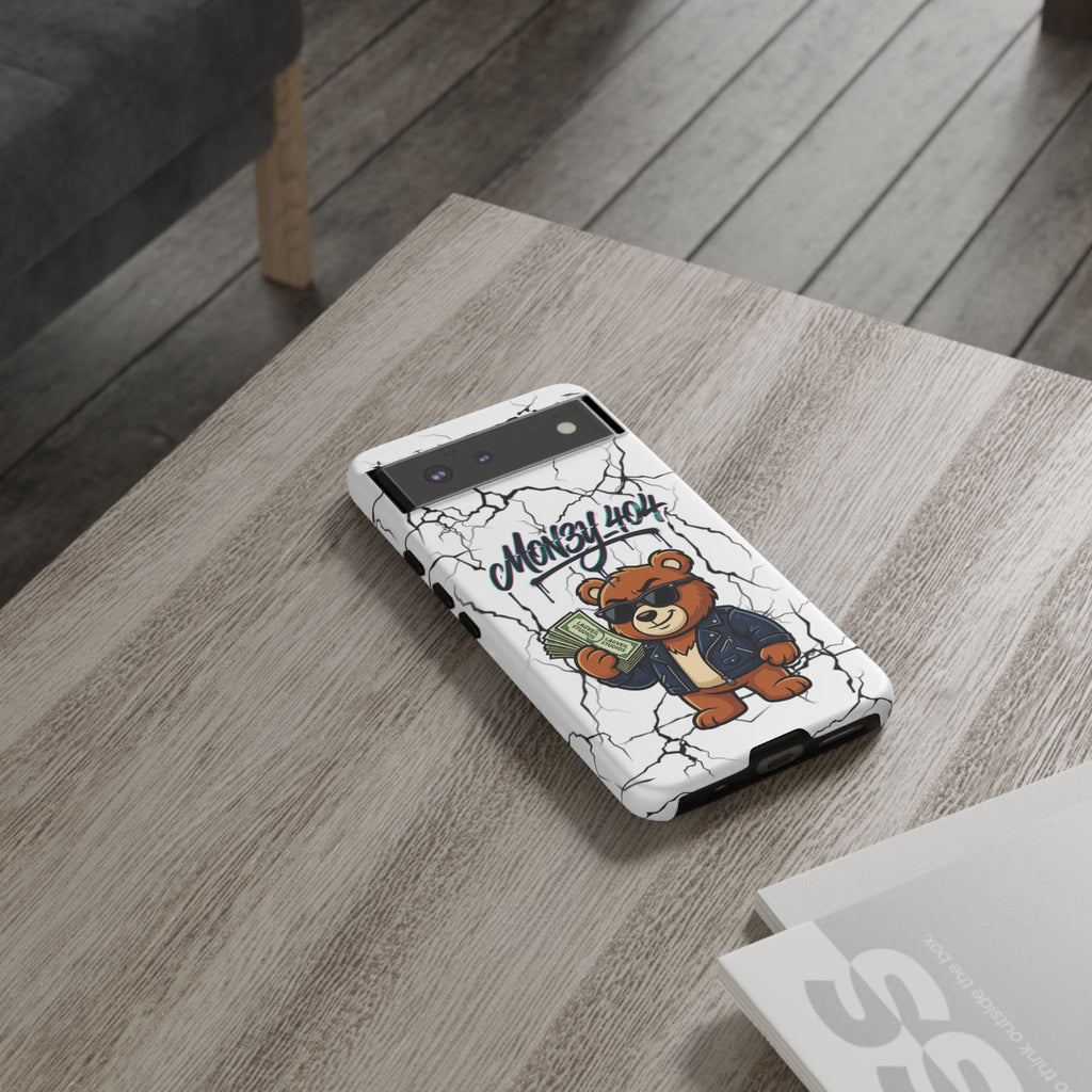 Money Bear Phone Case — Cracked Marble Graphic Protective Cover