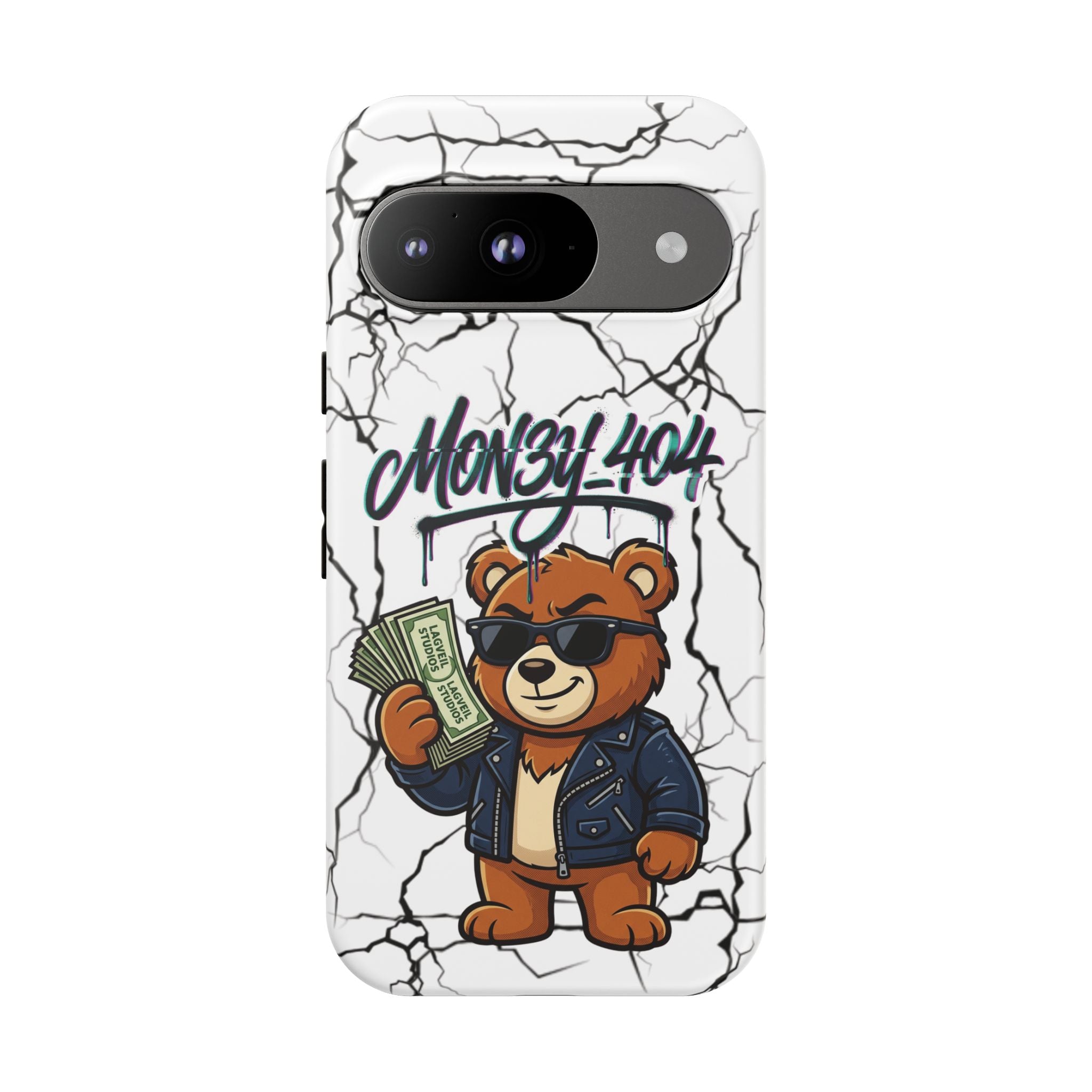 Money Bear Phone Case — Cracked Marble Graphic Protective Cover
