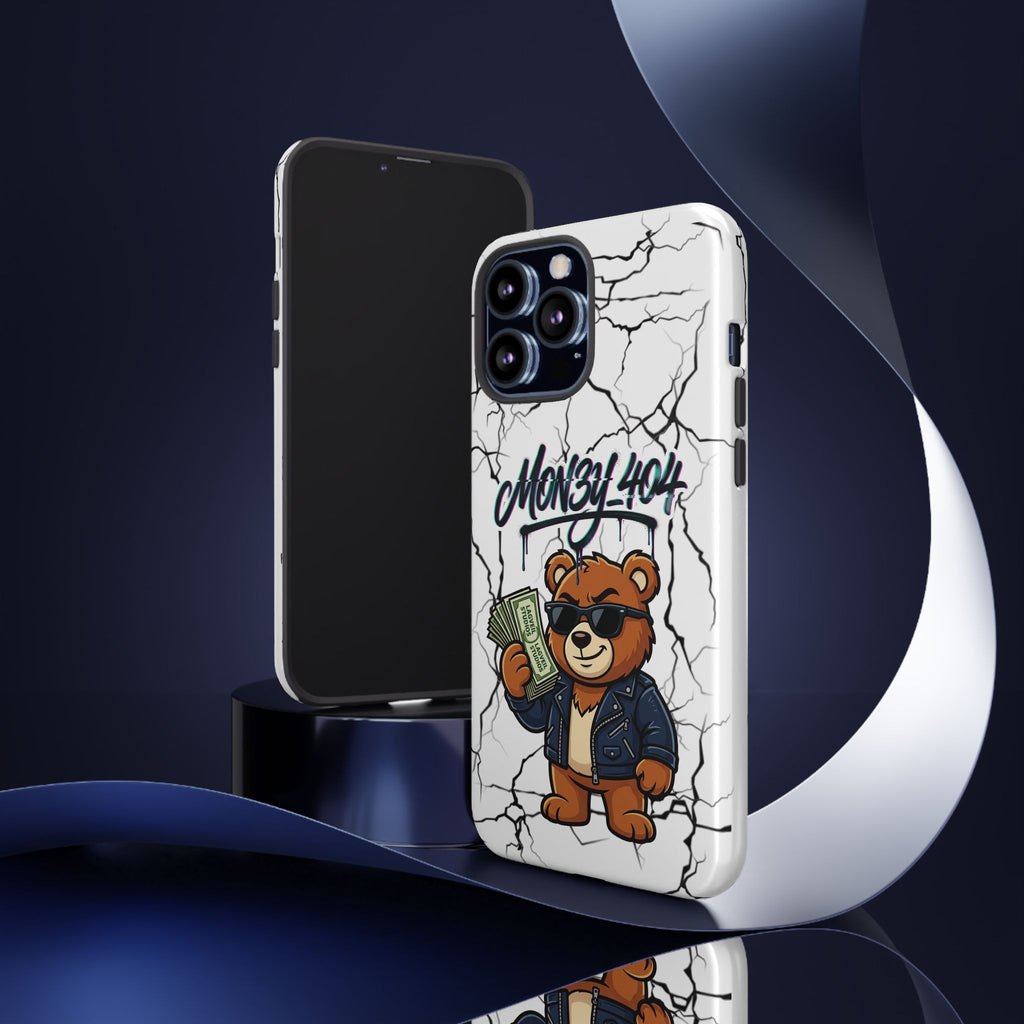 Money Bear Phone Case — Cracked Marble Graphic Protective Cover