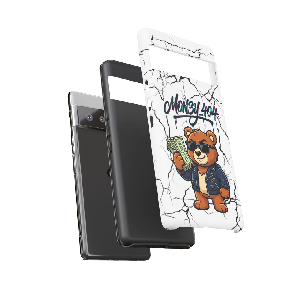 Money Bear Phone Case — Cracked Marble Graphic Protective Cover