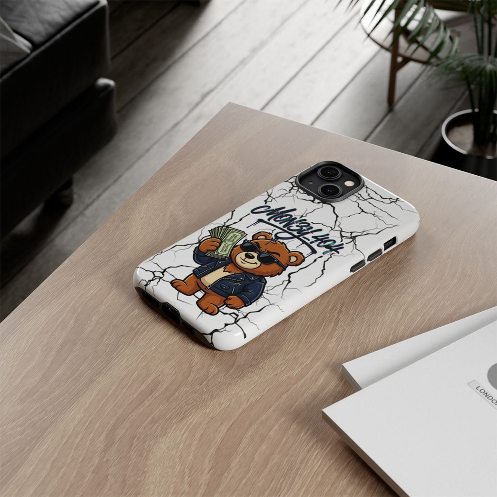 Money Bear Phone Case — Cracked Marble Graphic Protective Cover