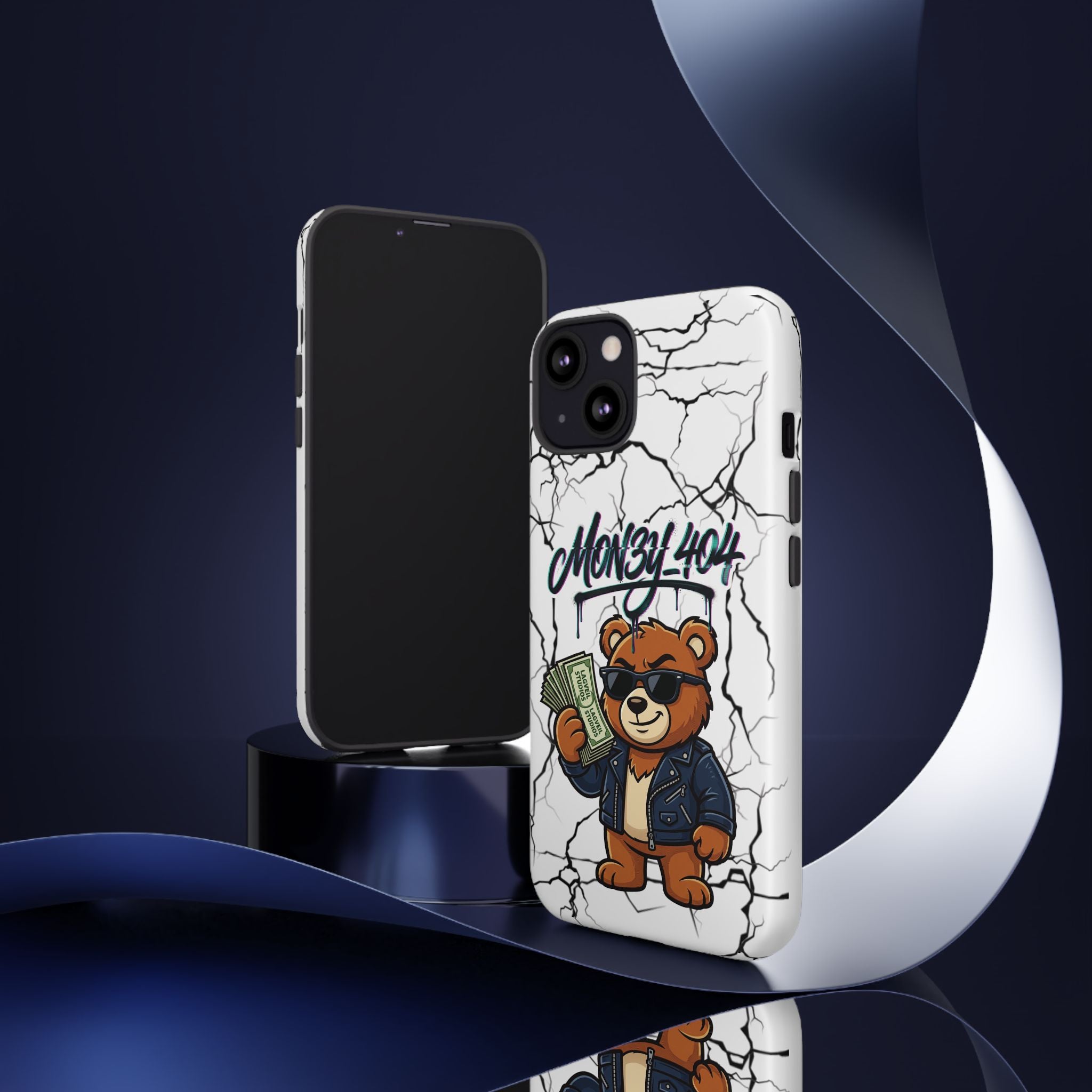 Money Bear Phone Case — Cracked Marble Graphic Protective Cover