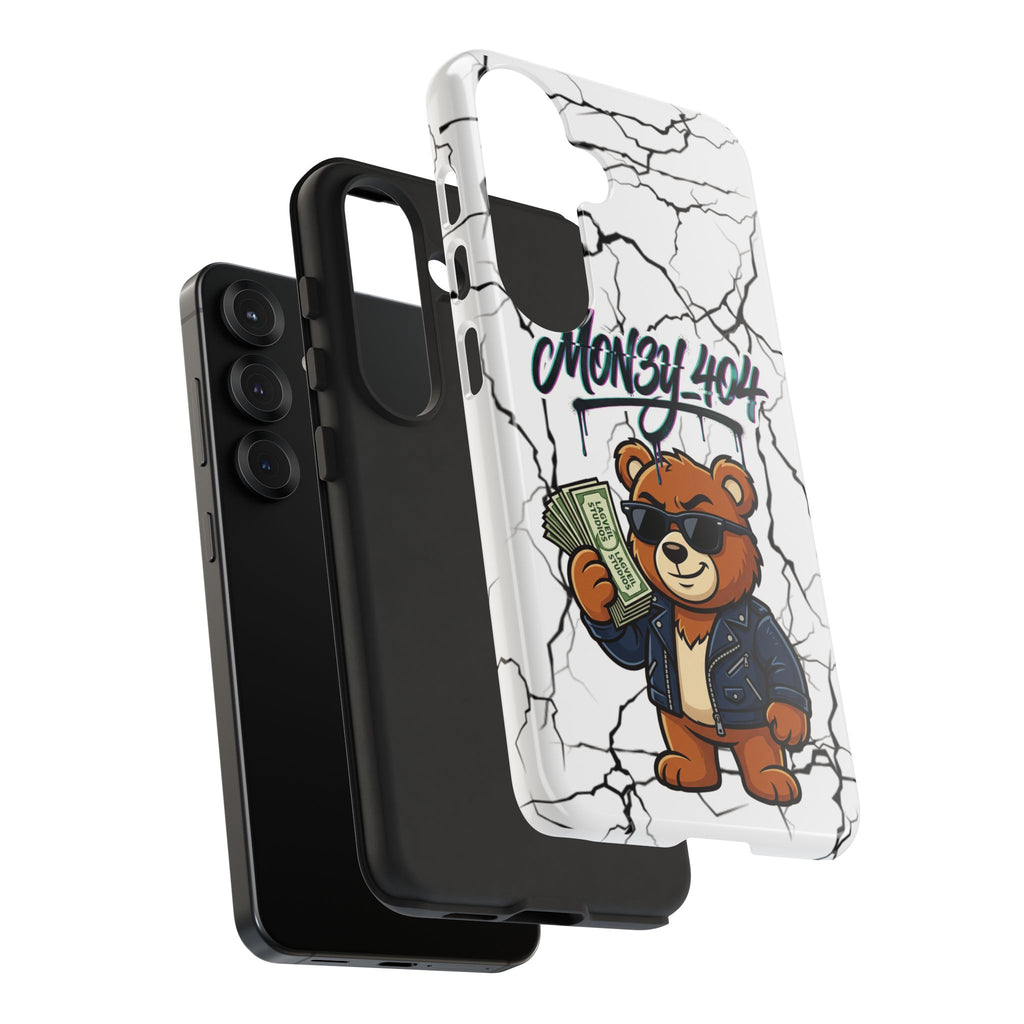 Money Bear Phone Case — Cracked Marble Graphic Protective Cover
