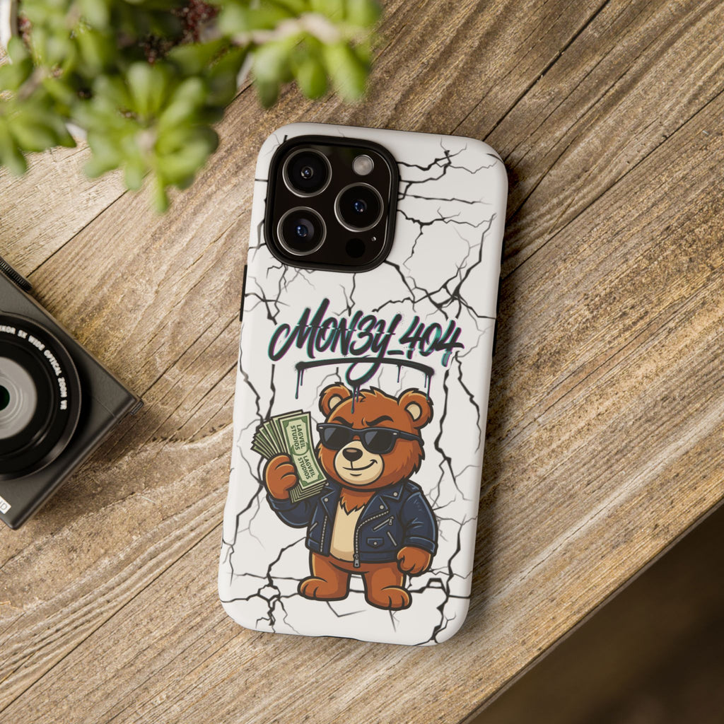 Money Bear Phone Case — Cracked Marble Graphic Protective Cover