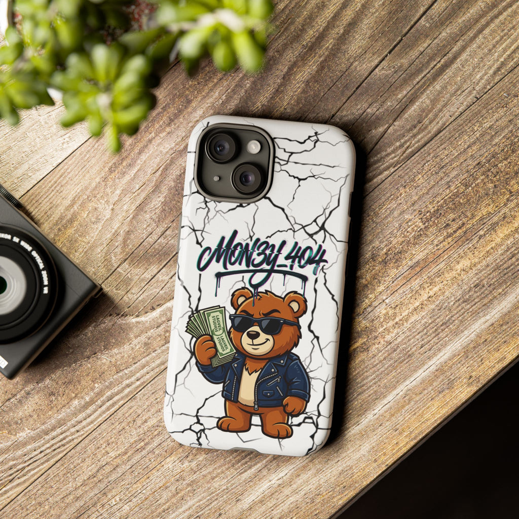 Money Bear Phone Case — Cracked Marble Graphic Protective Cover