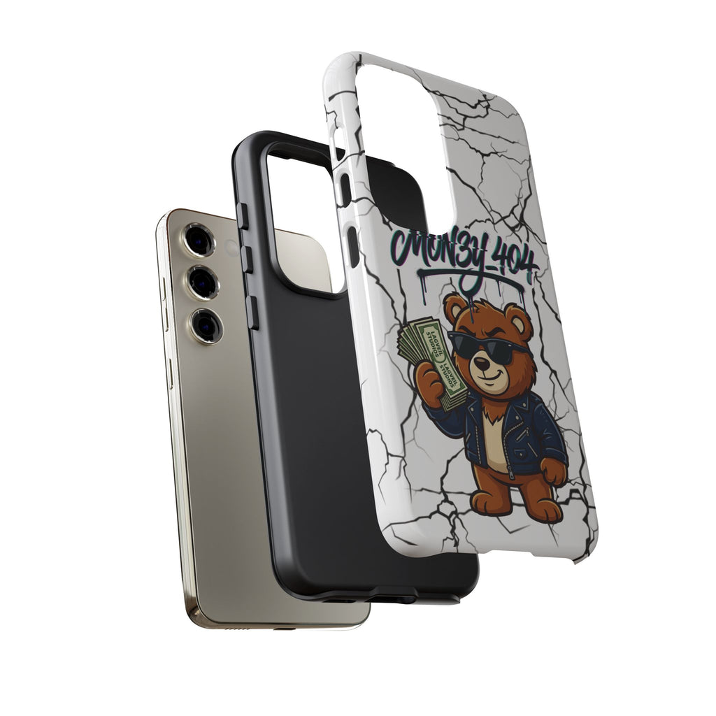 Money Bear Phone Case — Cracked Marble Graphic Protective Cover