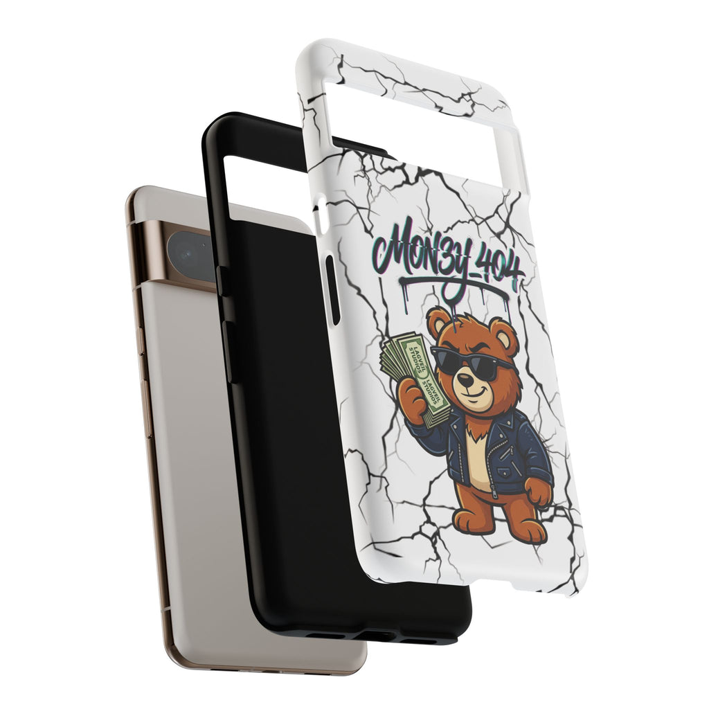 Money Bear Phone Case — Cracked Marble Graphic Protective Cover