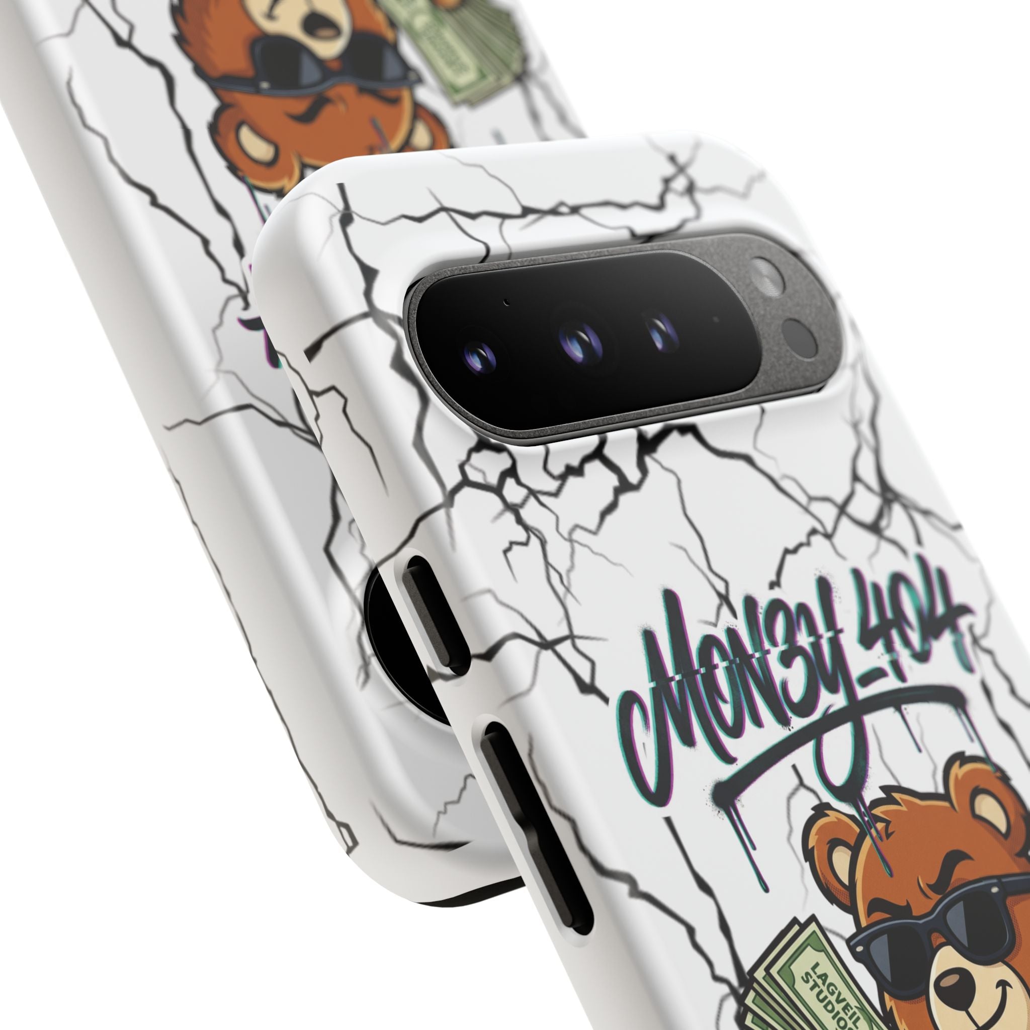 Money Bear Phone Case — Cracked Marble Graphic Protective Cover