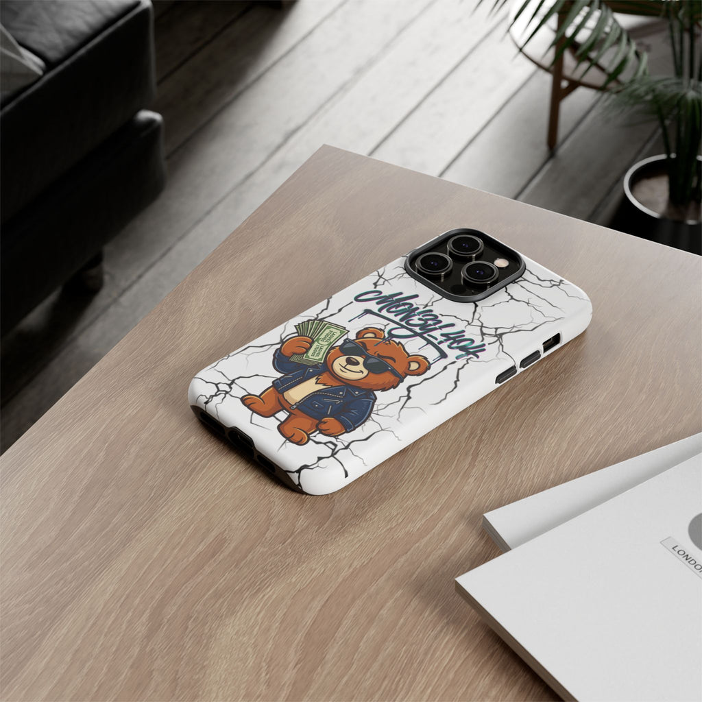 Money Bear Phone Case — Cracked Marble Graphic Protective Cover