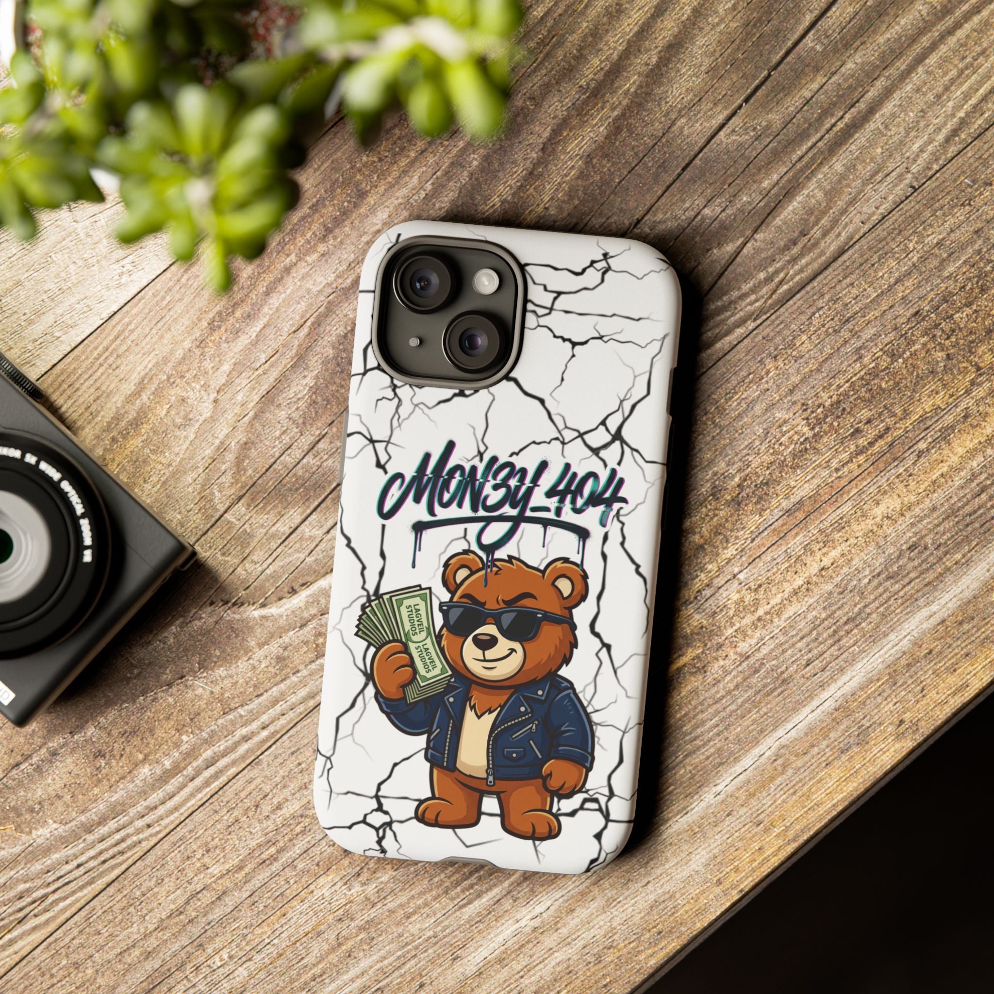 Money Bear Phone Case — Cracked Marble Graphic Protective Cover
