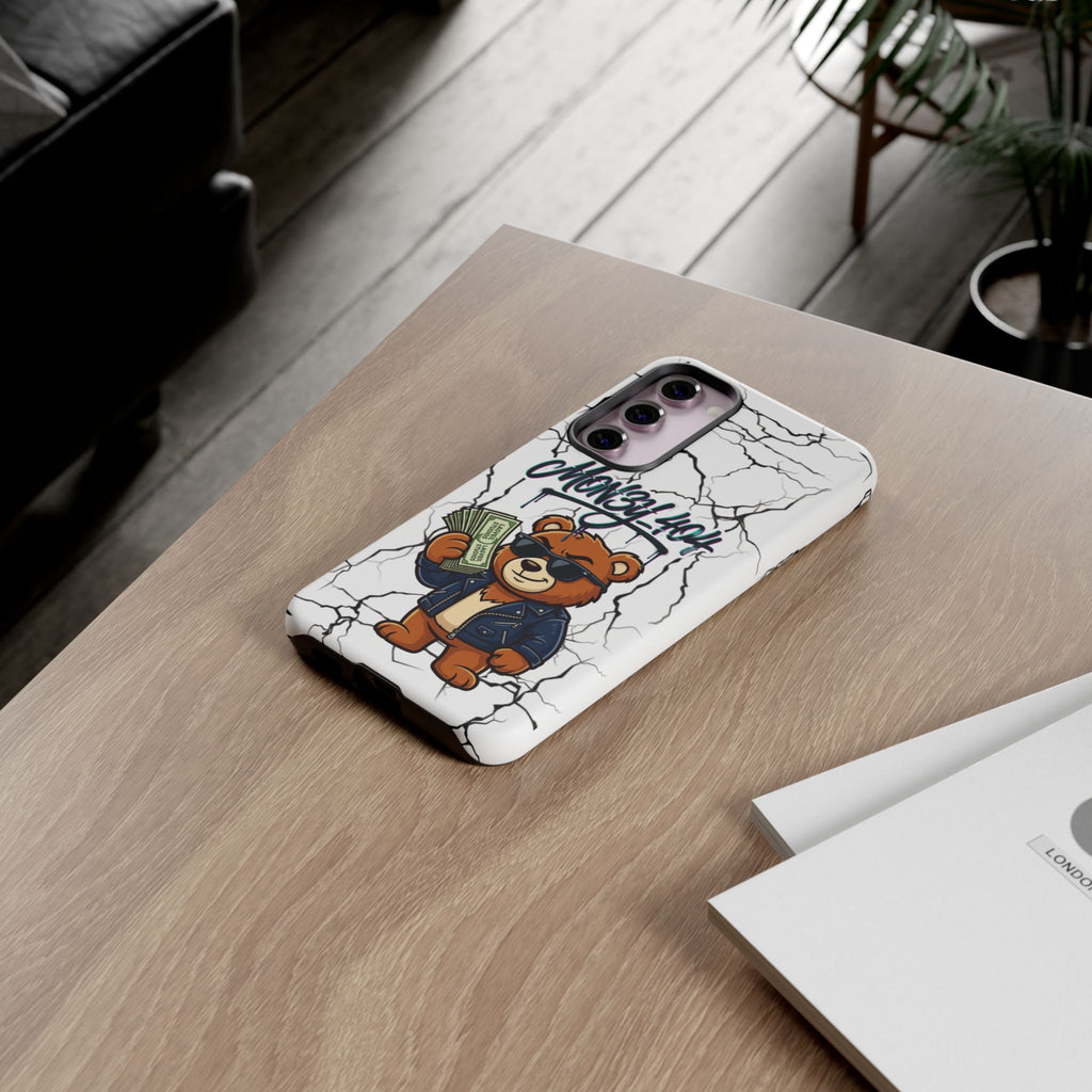Money Bear Phone Case — Cracked Marble Graphic Protective Cover