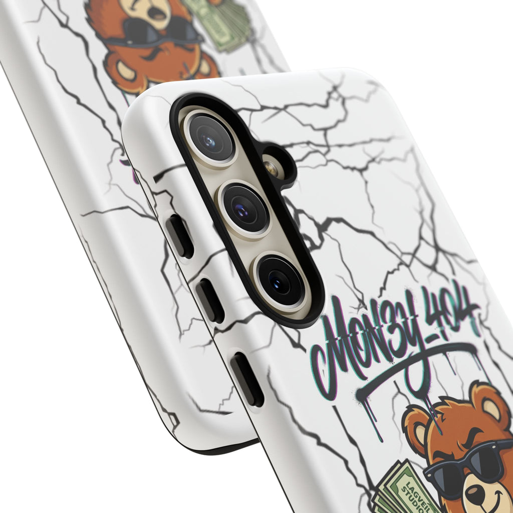 Money Bear Phone Case — Cracked Marble Graphic Protective Cover