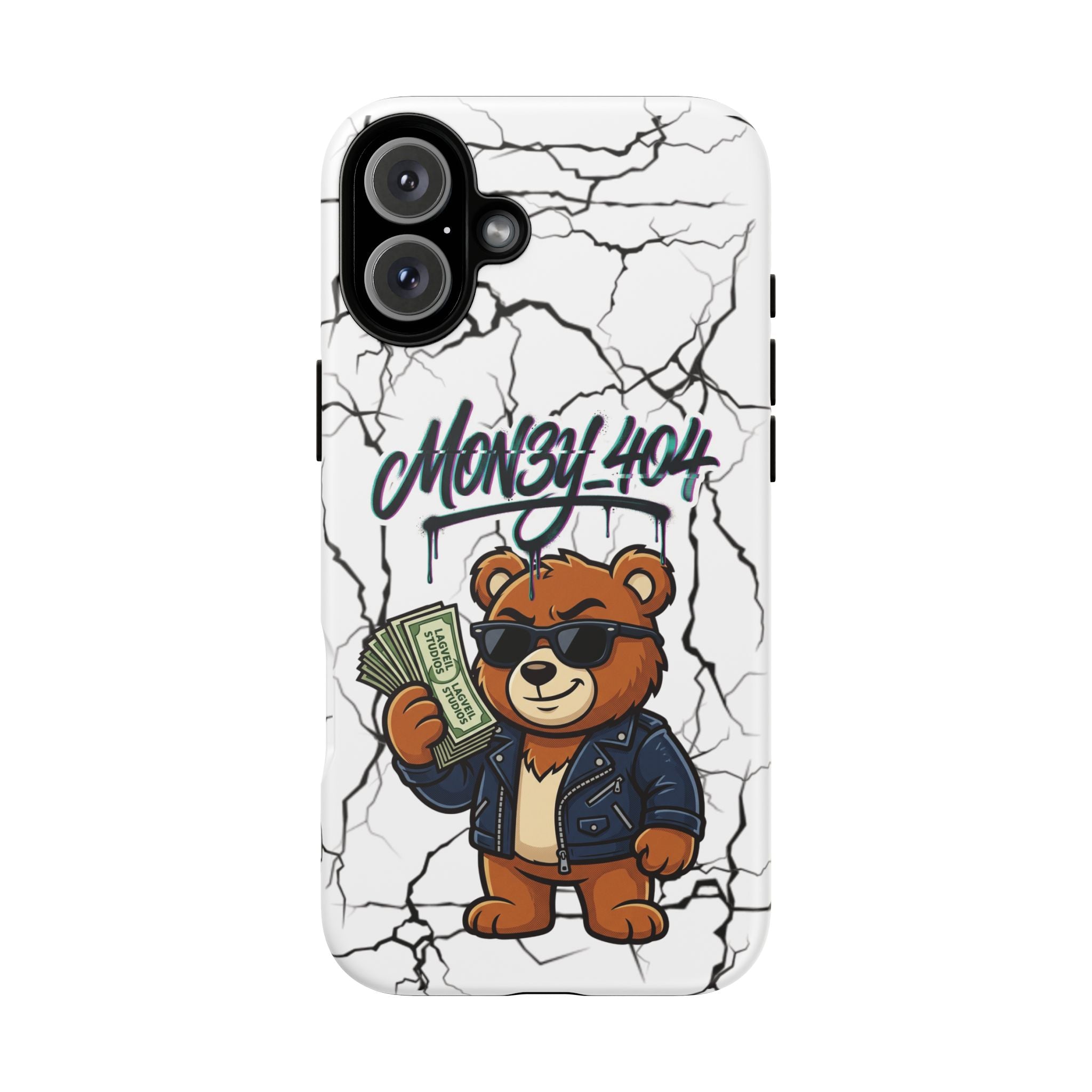 Money Bear Phone Case — Cracked Marble Graphic Protective Cover