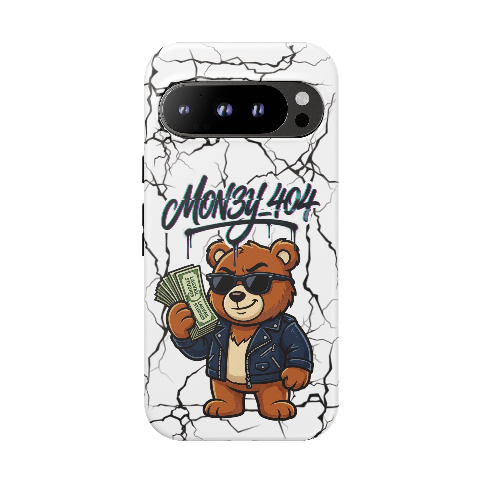 Money Bear Phone Case — Cracked Marble Graphic Protective Cover
