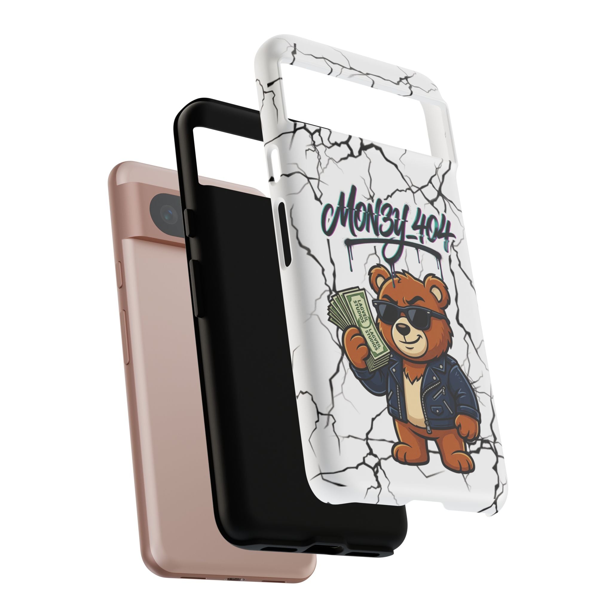 Money Bear Phone Case — Cracked Marble Graphic Protective Cover