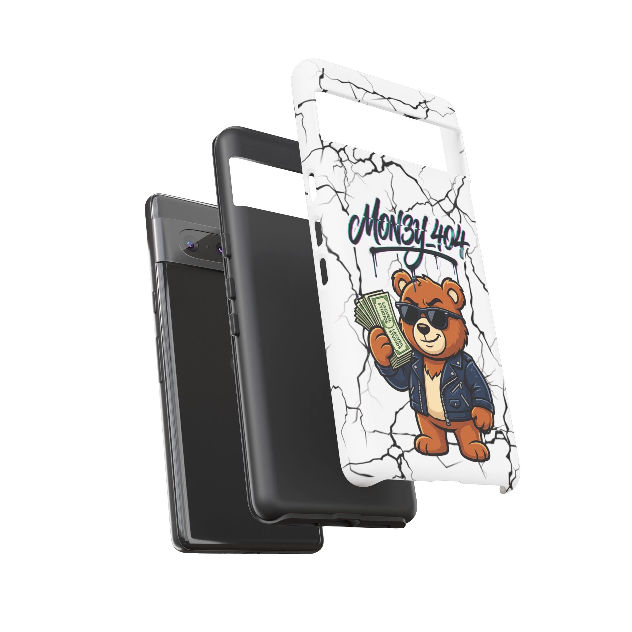 Money Bear Phone Case — Cracked Marble Graphic Protective Cover