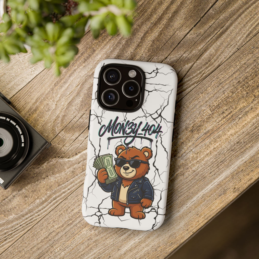Money Bear Phone Case — Cracked Marble Graphic Protective Cover