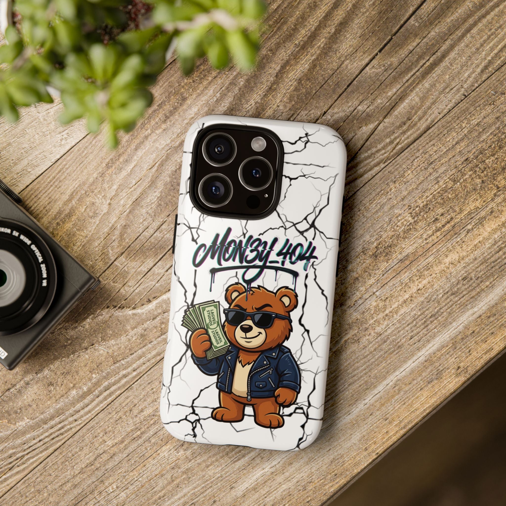Money Bear Phone Case — Cracked Marble Graphic Protective Cover