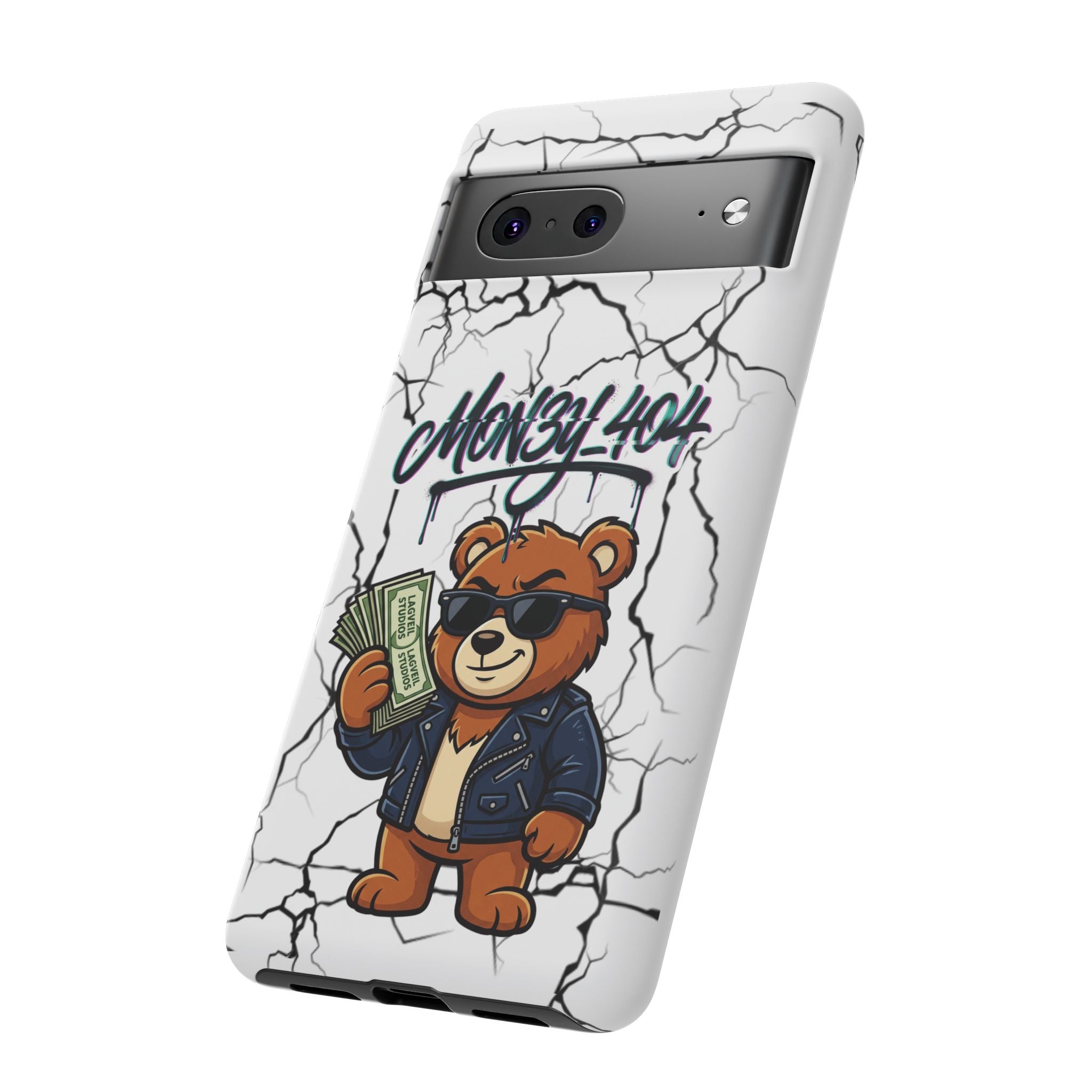 Money Bear Phone Case — Cracked Marble Graphic Protective Cover