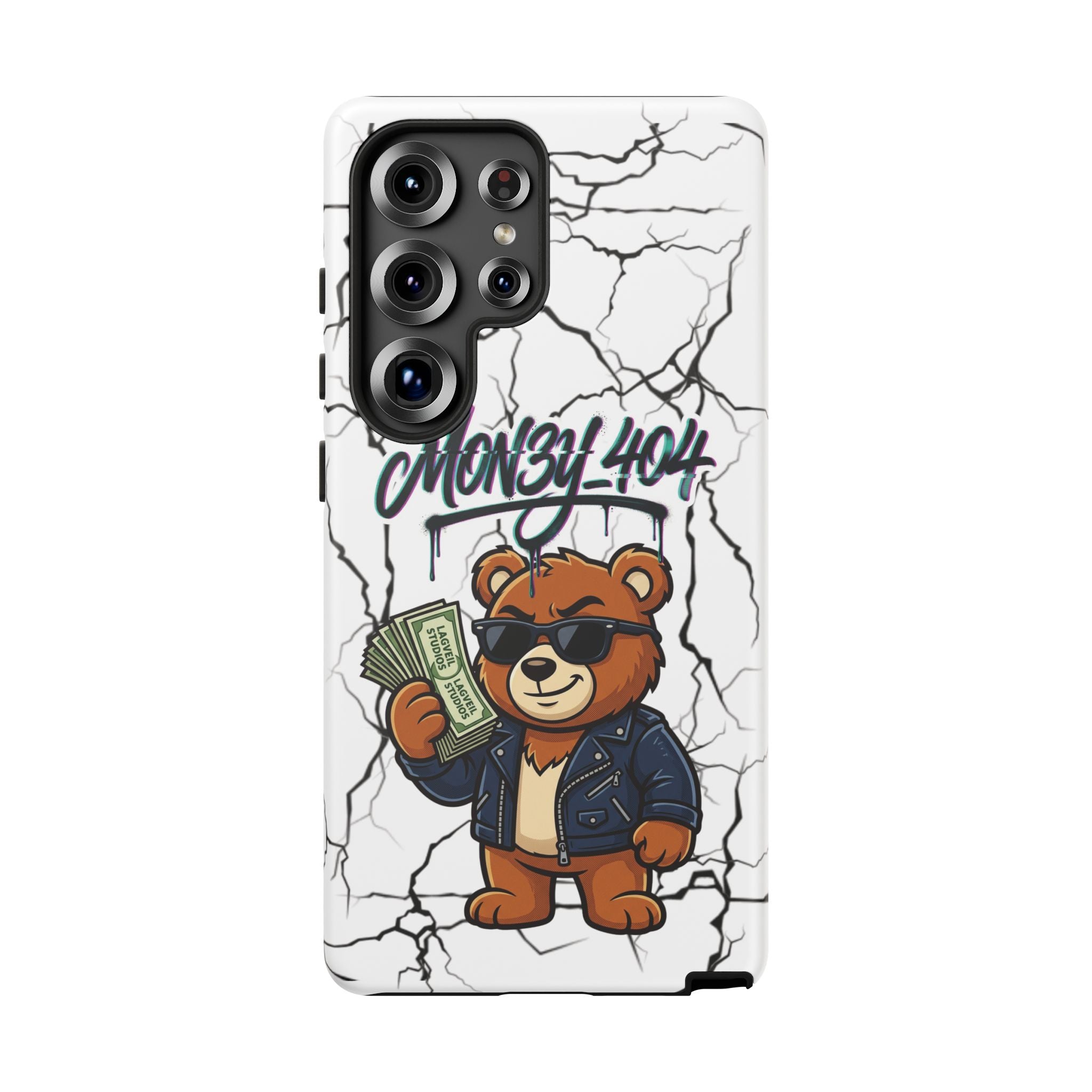 Money Bear Phone Case — Cracked Marble Graphic Protective Cover