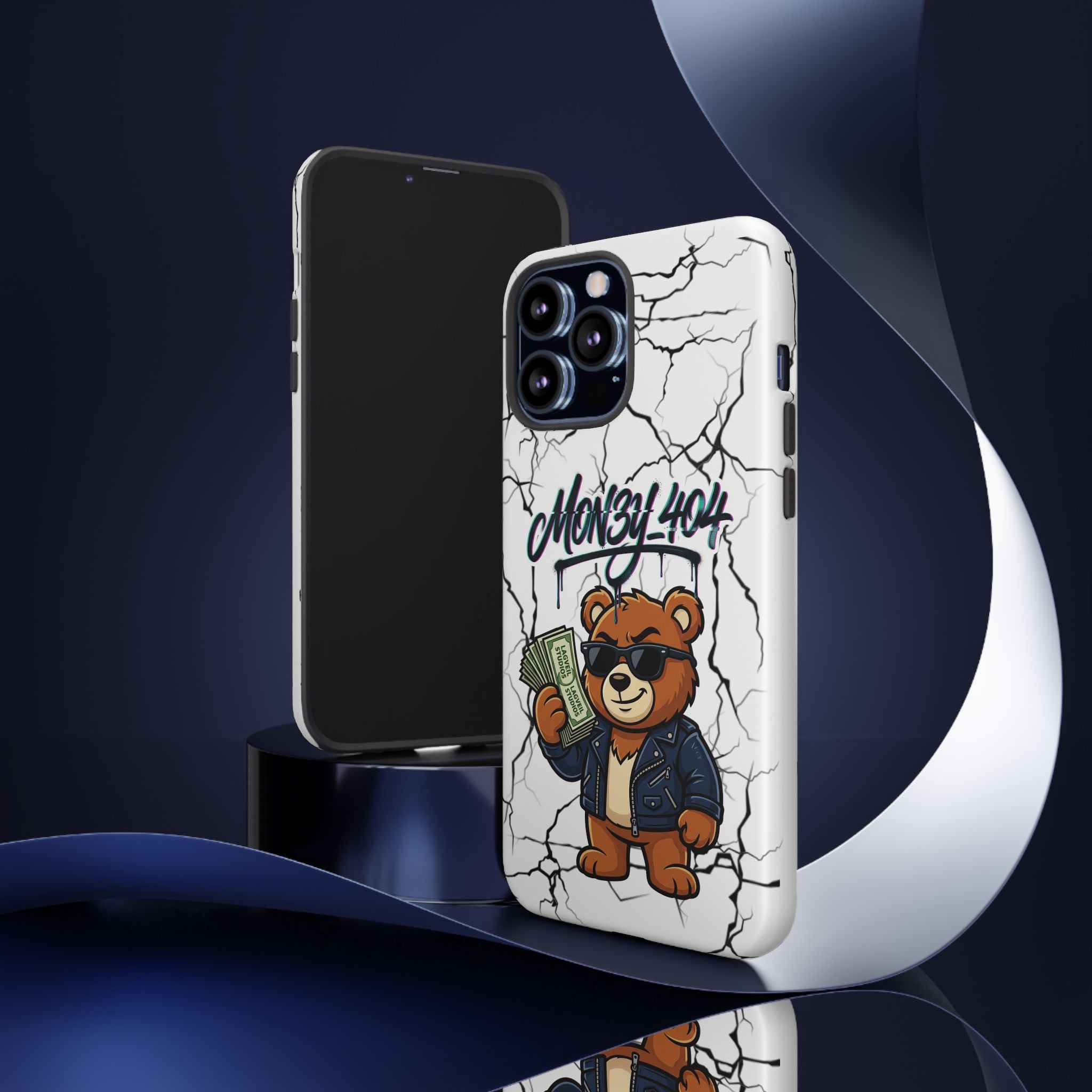 Money Bear Phone Case — Cracked Marble Graphic Protective Cover