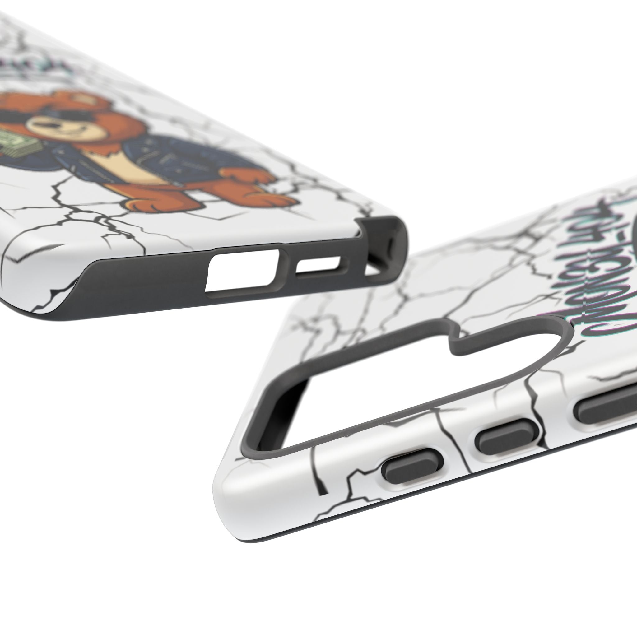 Money Bear Phone Case — Cracked Marble Graphic Protective Cover