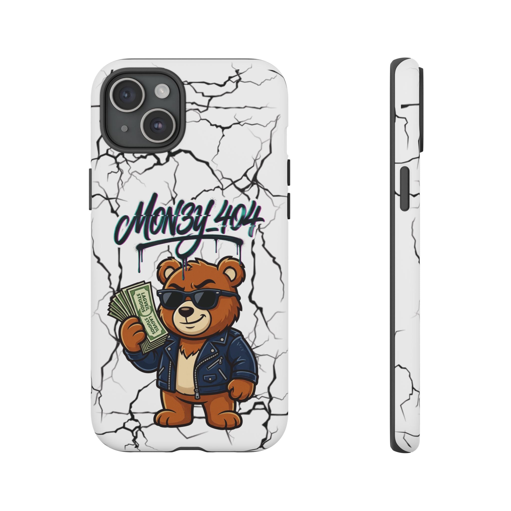Money Bear Phone Case — Cracked Marble Graphic Protective Cover