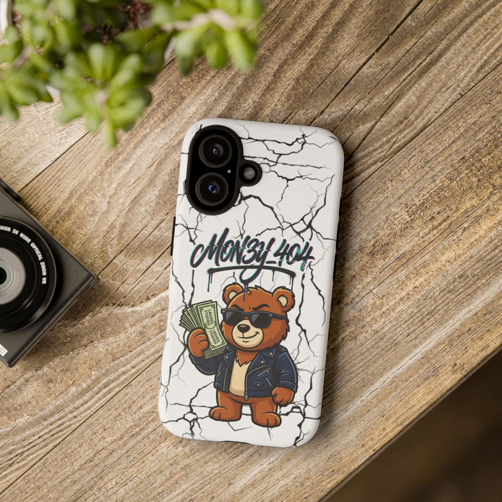 Money Bear Phone Case — Cracked Marble Graphic Protective Cover