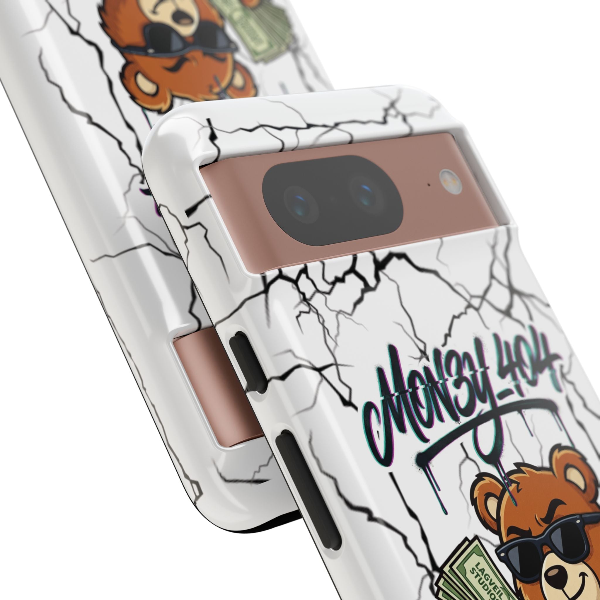Money Bear Phone Case — Cracked Marble Graphic Protective Cover