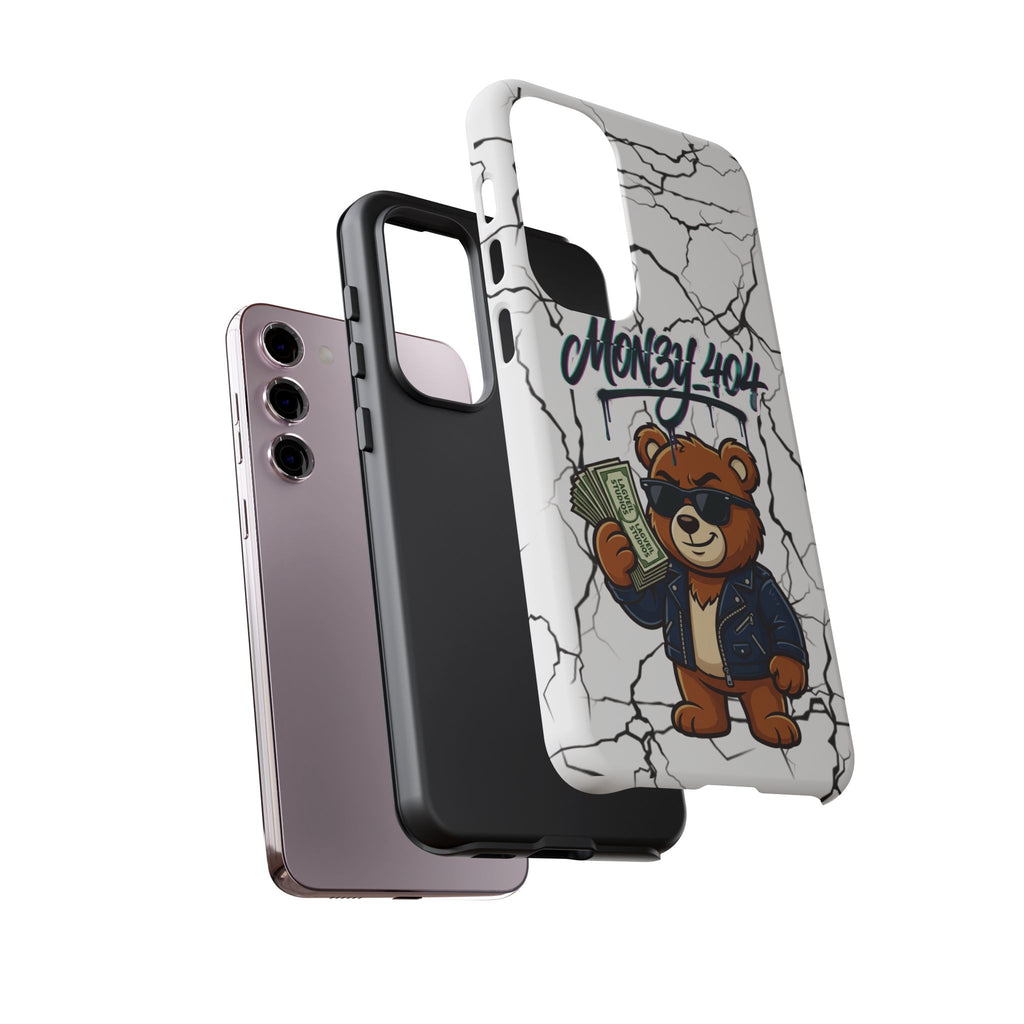 Money Bear Phone Case — Cracked Marble Graphic Protective Cover