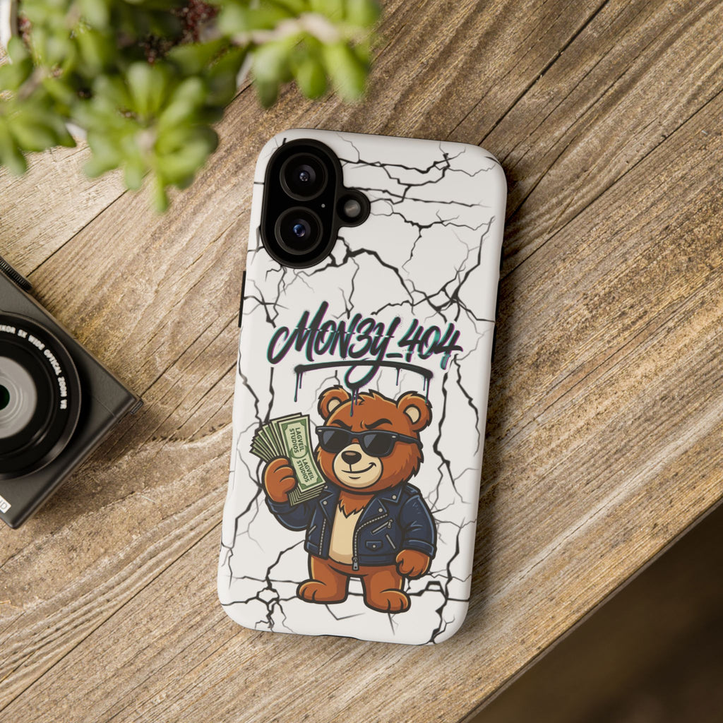 Money Bear Phone Case — Cracked Marble Graphic Protective Cover