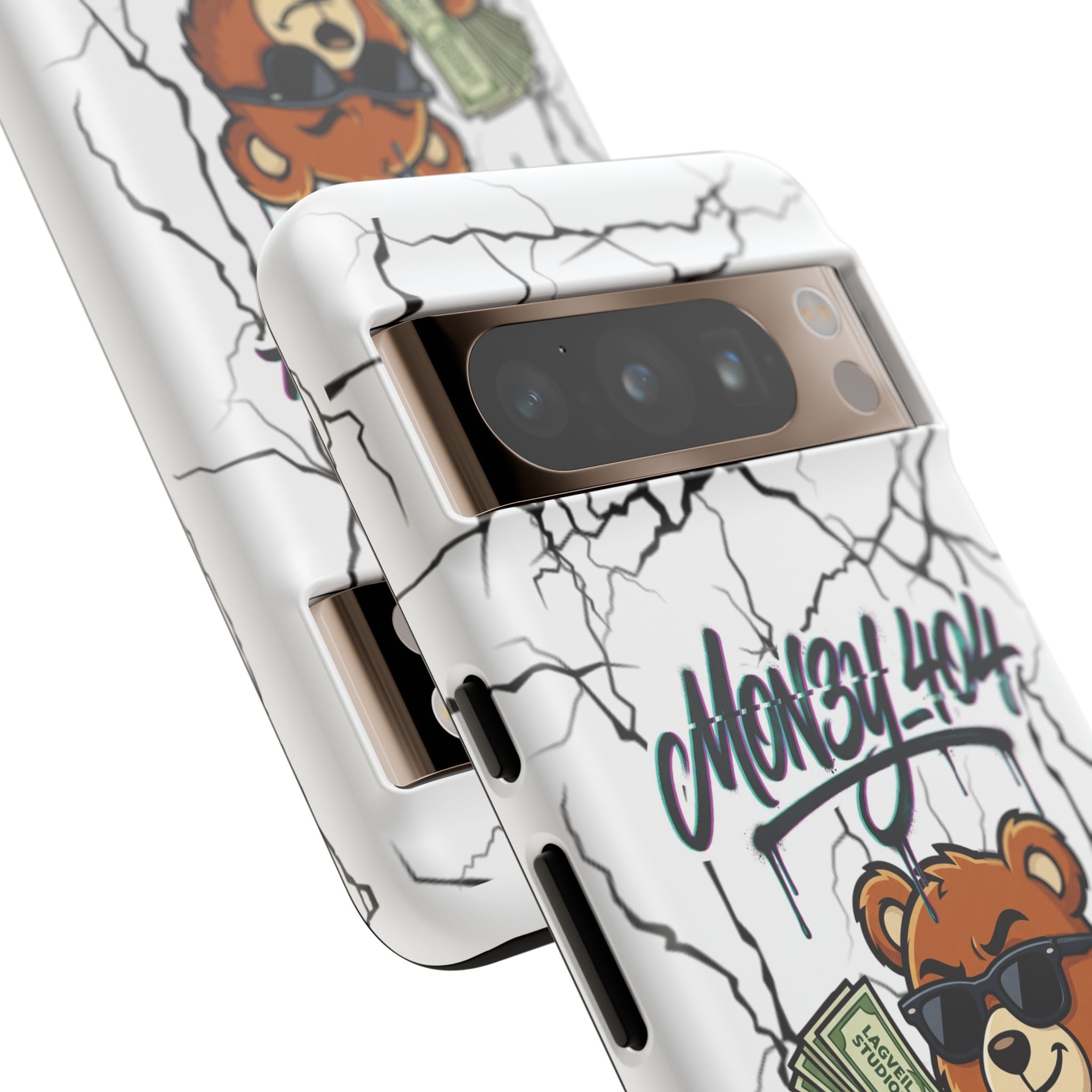 Money Bear Phone Case — Cracked Marble Graphic Protective Cover