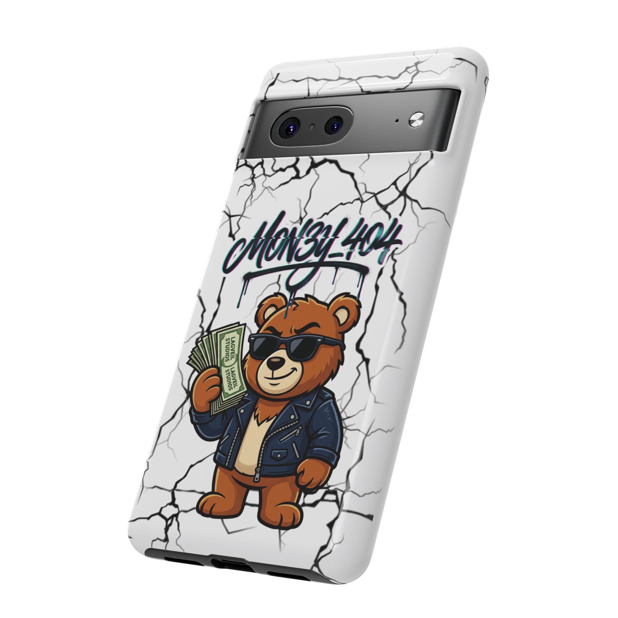 Money Bear Phone Case — Cracked Marble Graphic Protective Cover