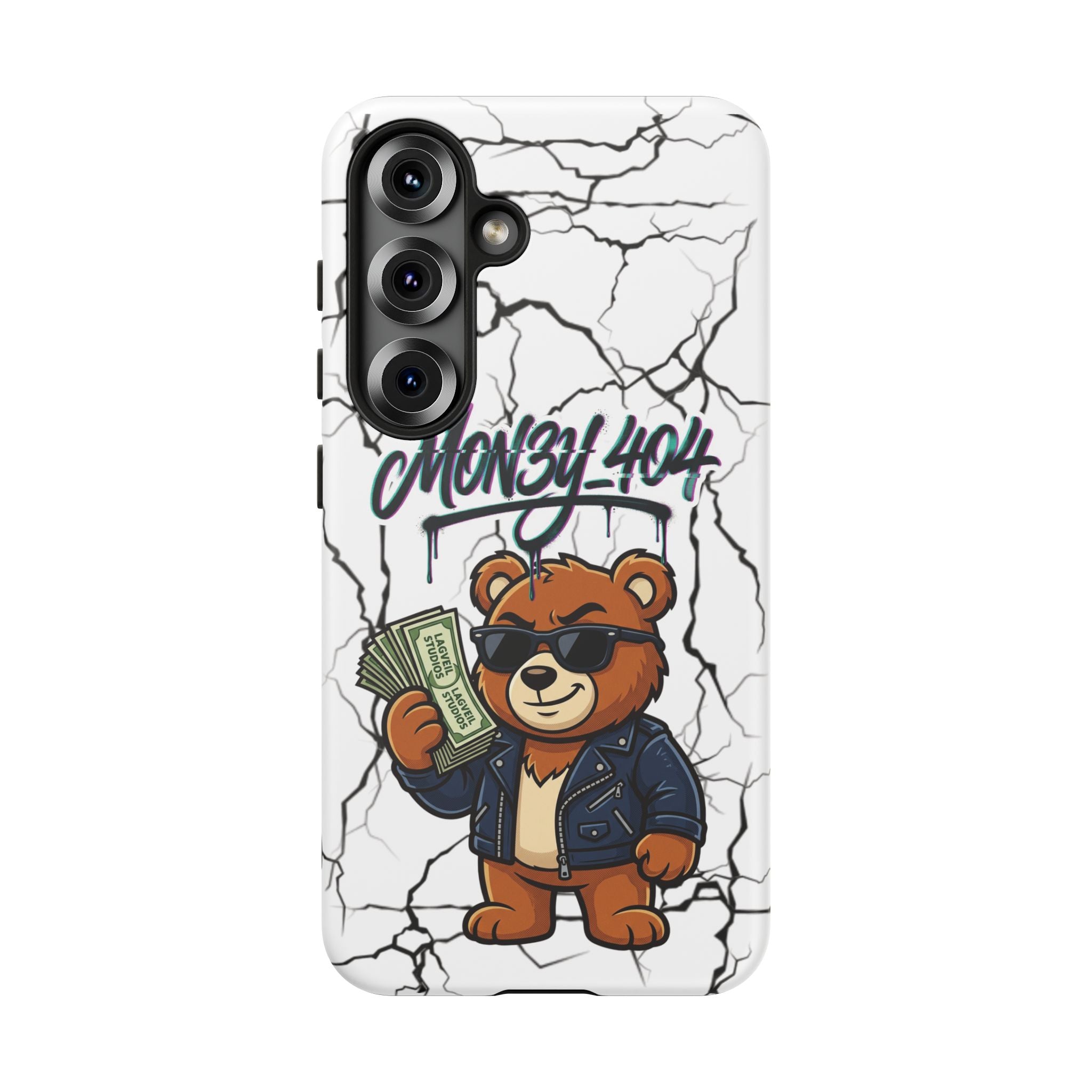 Money Bear Phone Case — Cracked Marble Graphic Protective Cover