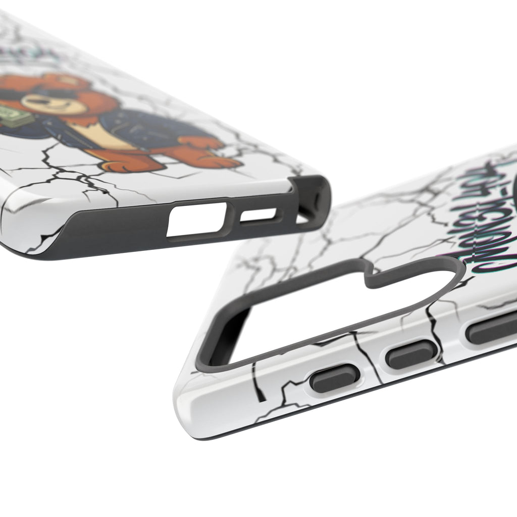 Money Bear Phone Case — Cracked Marble Graphic Protective Cover