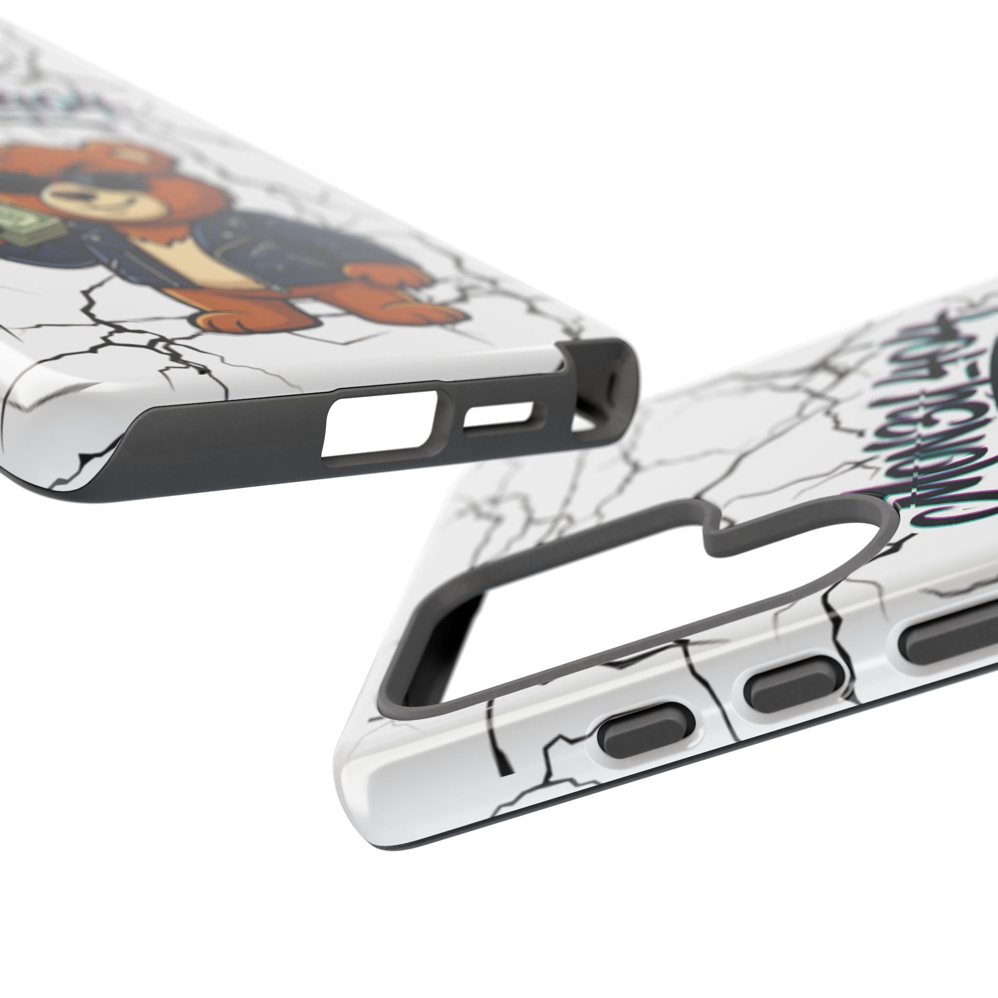 Money Bear Phone Case — Cracked Marble Graphic Protective Cover