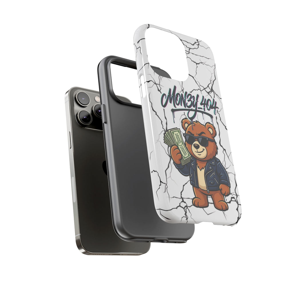 Money Bear Phone Case — Cracked Marble Graphic Protective Cover