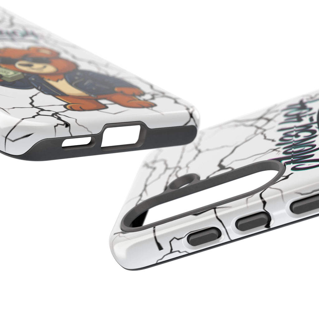 Money Bear Phone Case — Cracked Marble Graphic Protective Cover