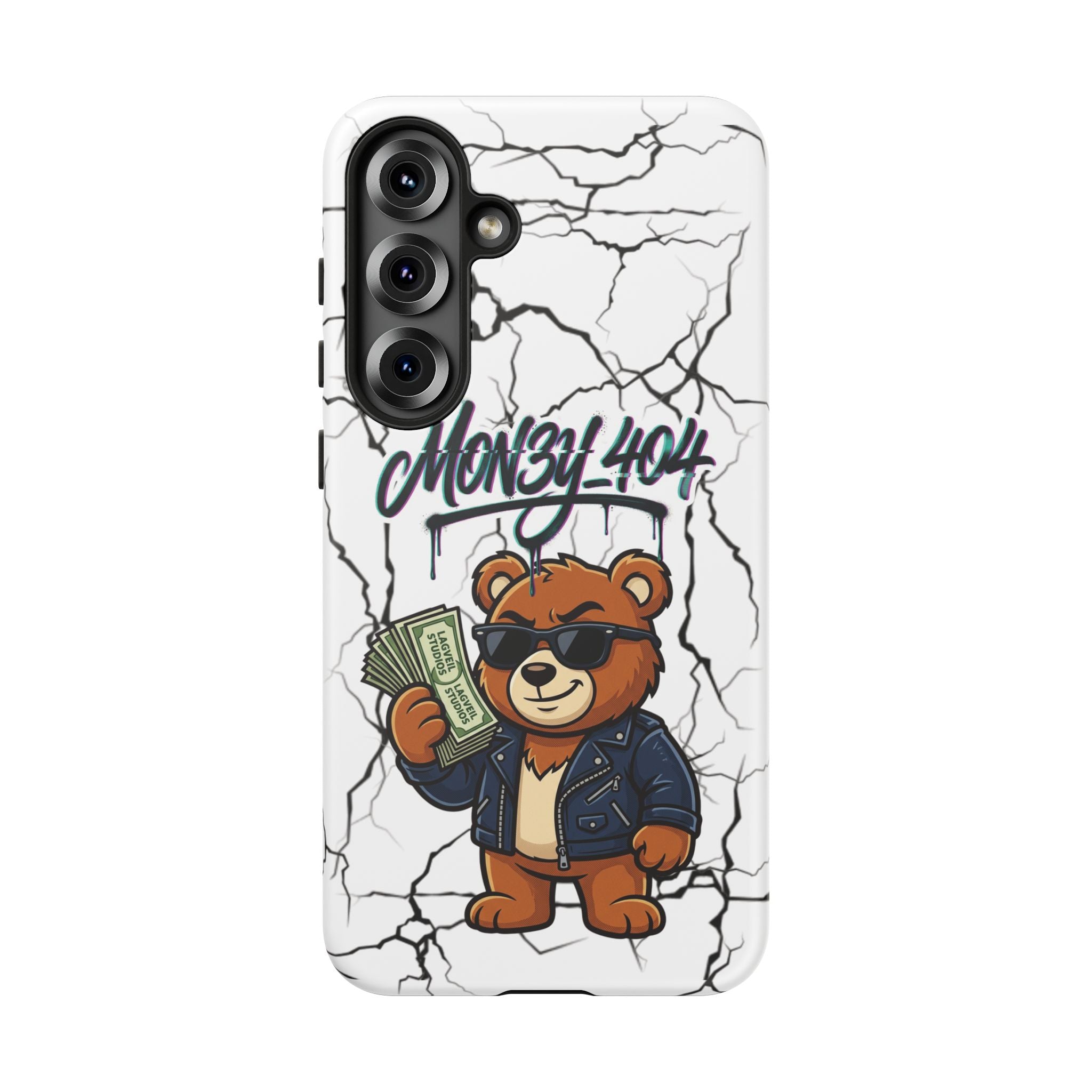 Money Bear Phone Case — Cracked Marble Graphic Protective Cover
