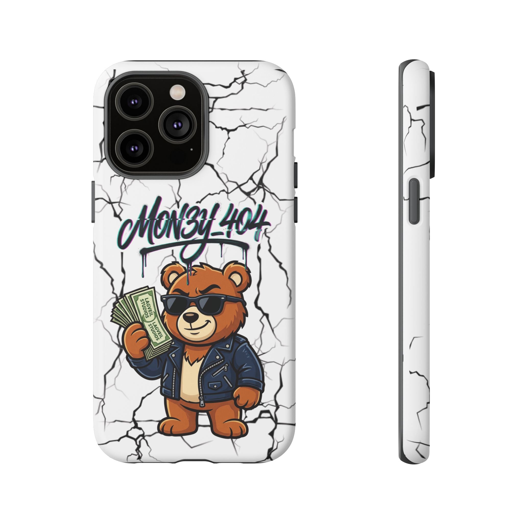Money Bear Phone Case — Cracked Marble Graphic Protective Cover