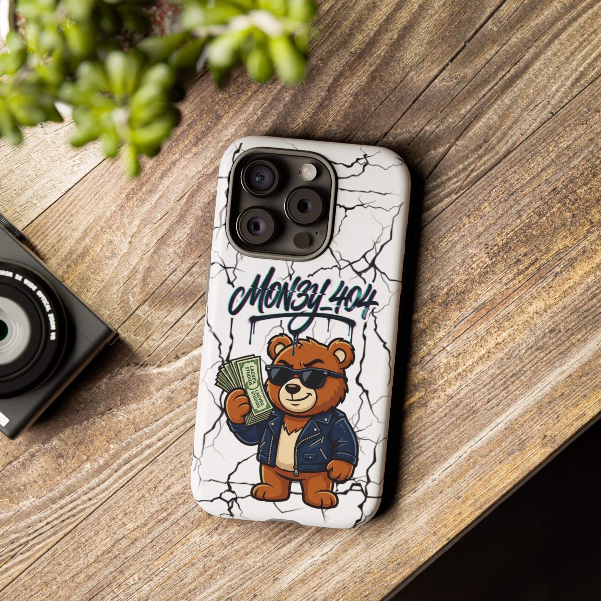 Money Bear Phone Case — Cracked Marble Graphic Protective Cover