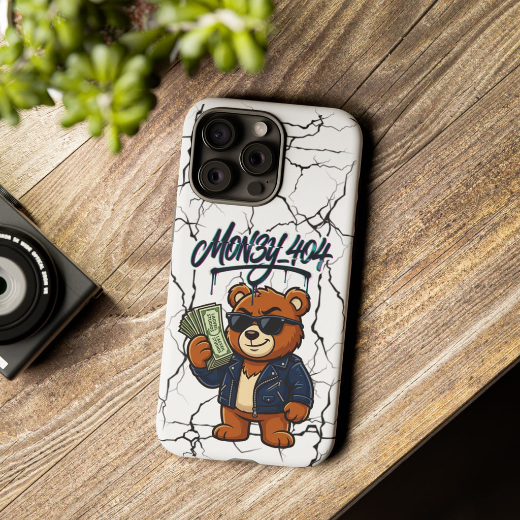 Money Bear Phone Case — Cracked Marble Graphic Protective Cover