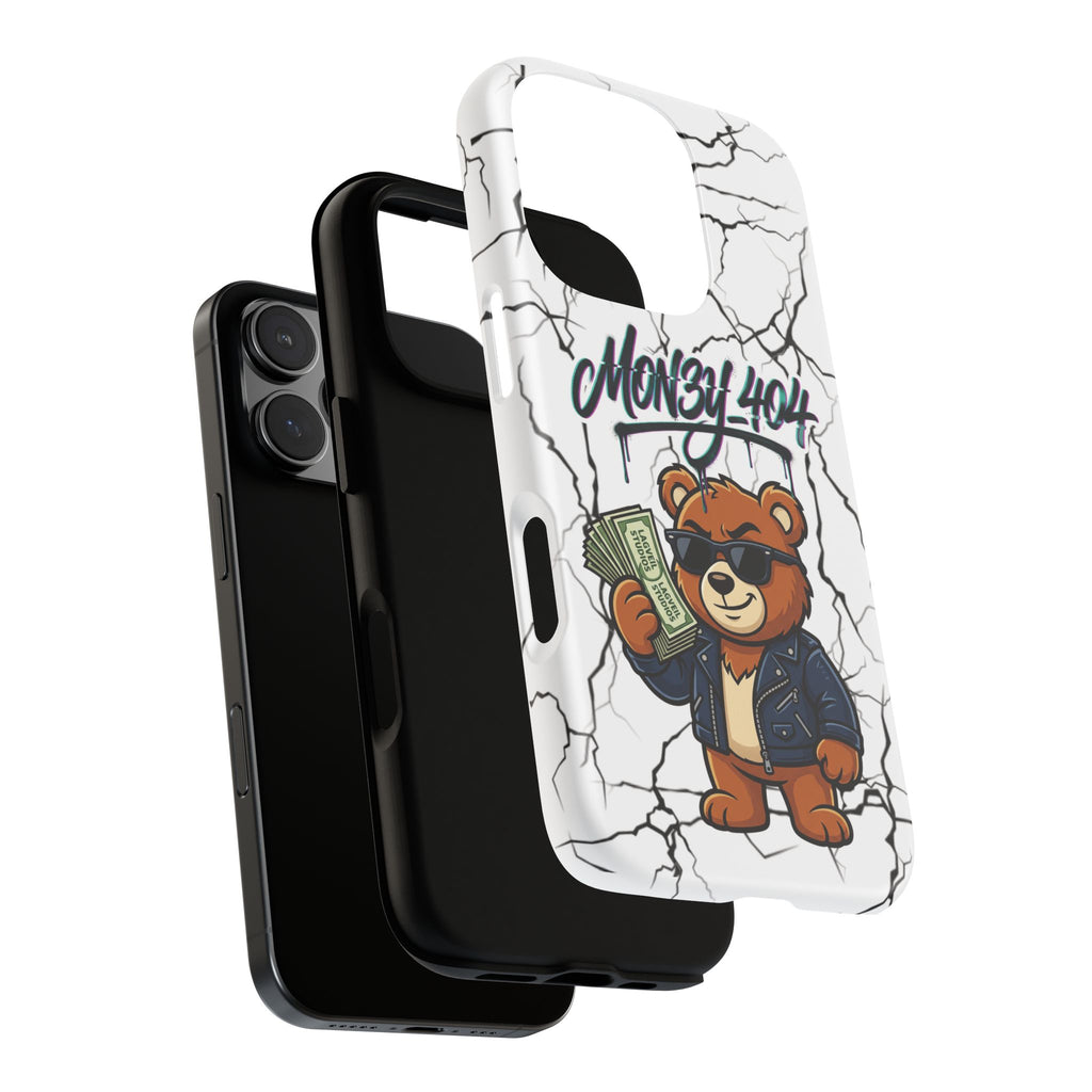 Money Bear Phone Case — Cracked Marble Graphic Protective Cover