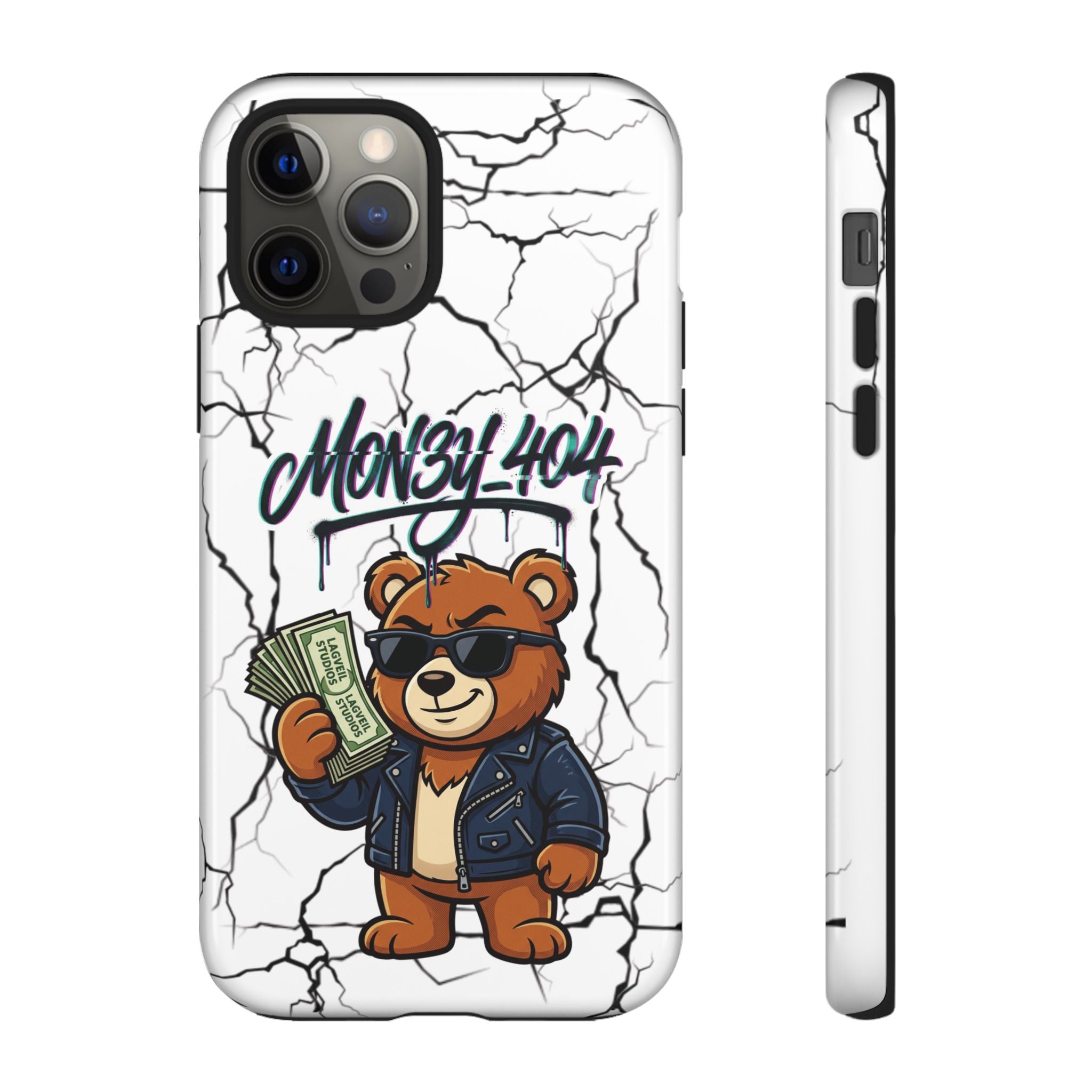 Money Bear Phone Case — Cracked Marble Graphic Protective Cover