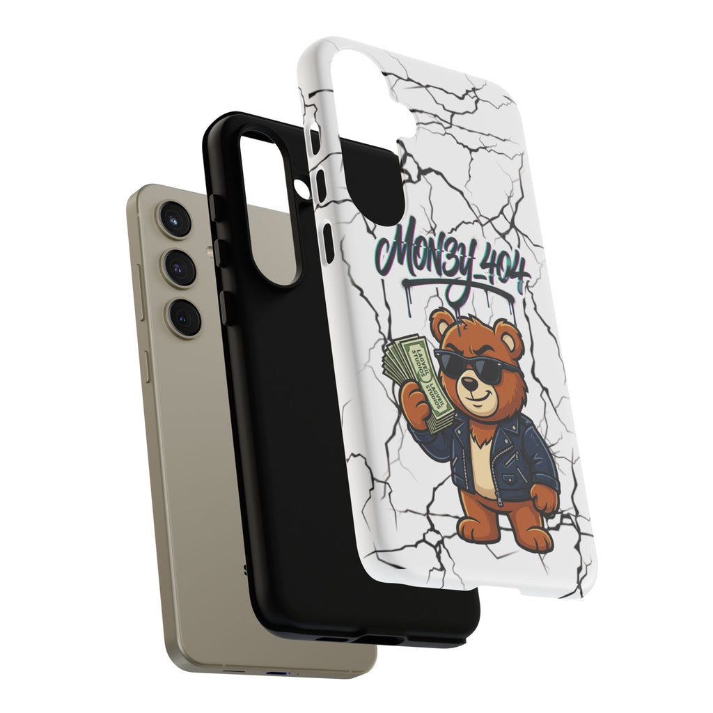Money Bear Phone Case — Cracked Marble Graphic Protective Cover