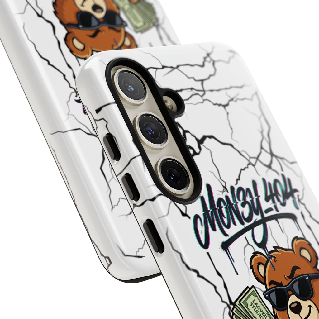 Money Bear Phone Case — Cracked Marble Graphic Protective Cover