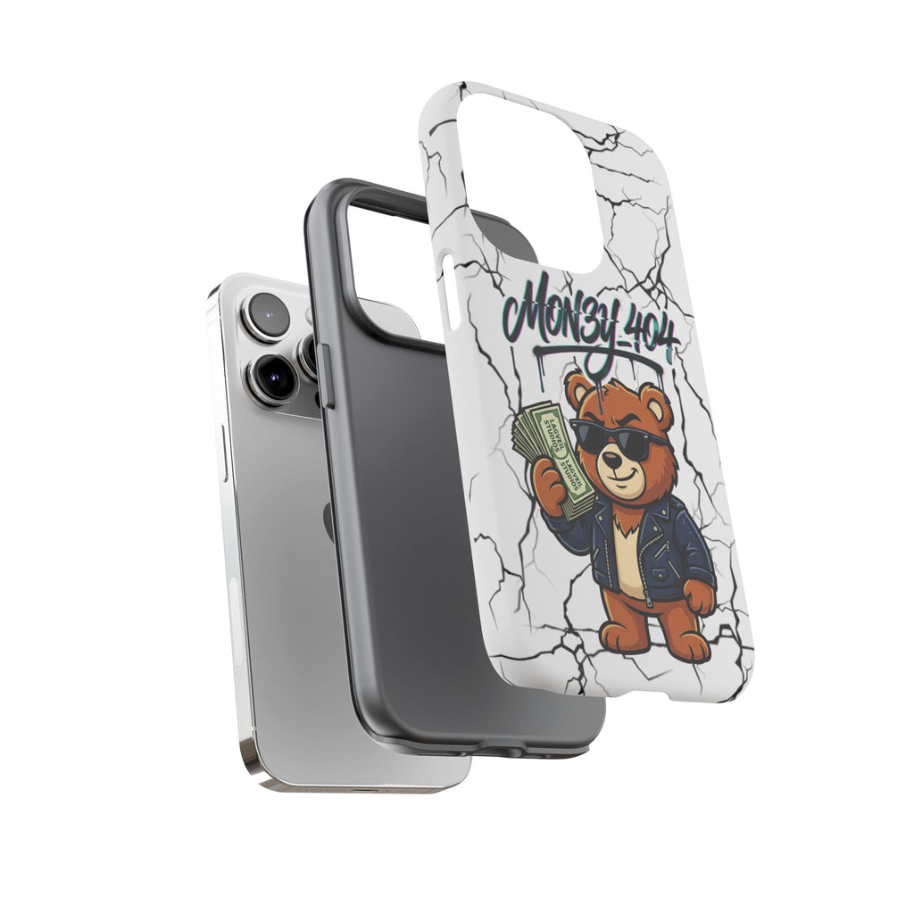 Money Bear Phone Case — Cracked Marble Graphic Protective Cover